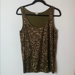 J. Crew Olive Green Sequin Sleeveless Tank Top